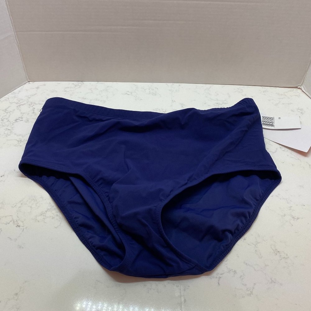 NWT Christina Blue Plus High-Waist Bikini Bottom
